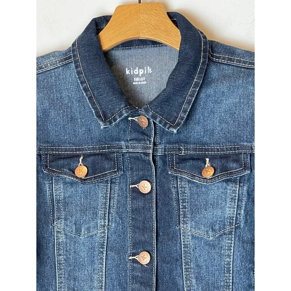 Kidpik Blue Denim Cotton Blend Unlined Button‎ Down Jean Jacket Size XXL